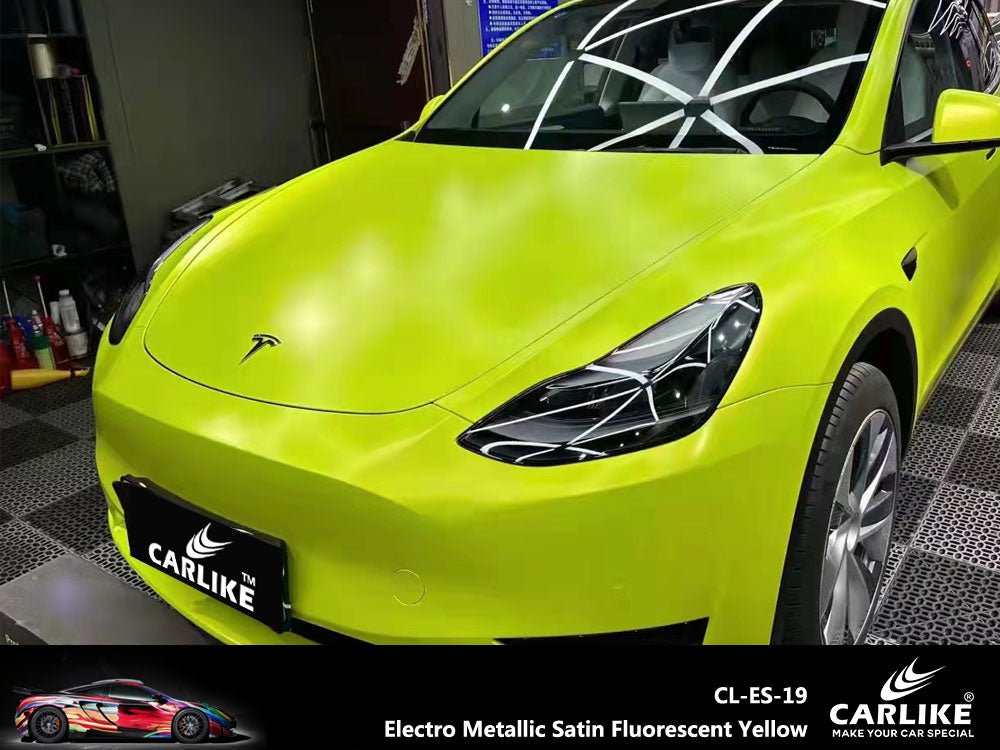 CARLIKE CL-ES-19 Electro Metallic Satin Fluorescent Yellow Vinyl - CARLIKE WRAP