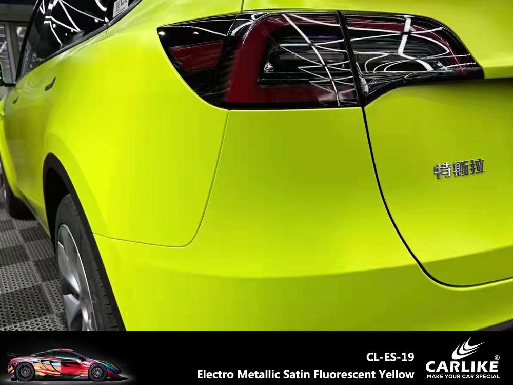 CARLIKE CL-ES-19 Electro Metallic Satin Fluorescent Yellow Vinyl - CARLIKE WRAP