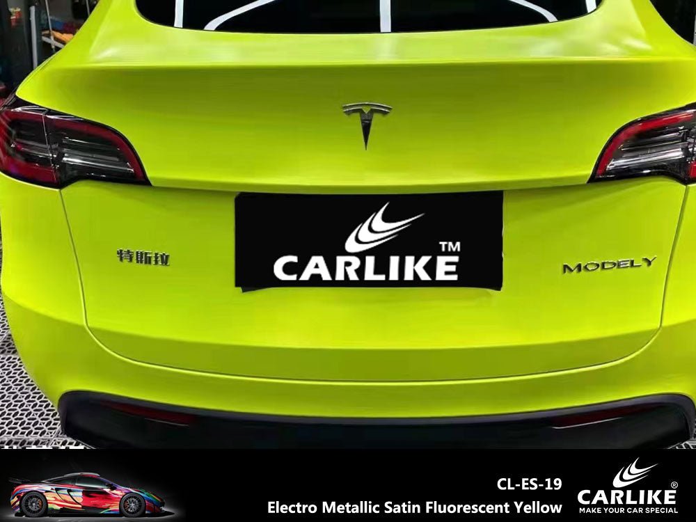 CARLIKE CL-ES-19 Electro Metallic Satin Fluorescent Yellow Vinyl - CARLIKE WRAP