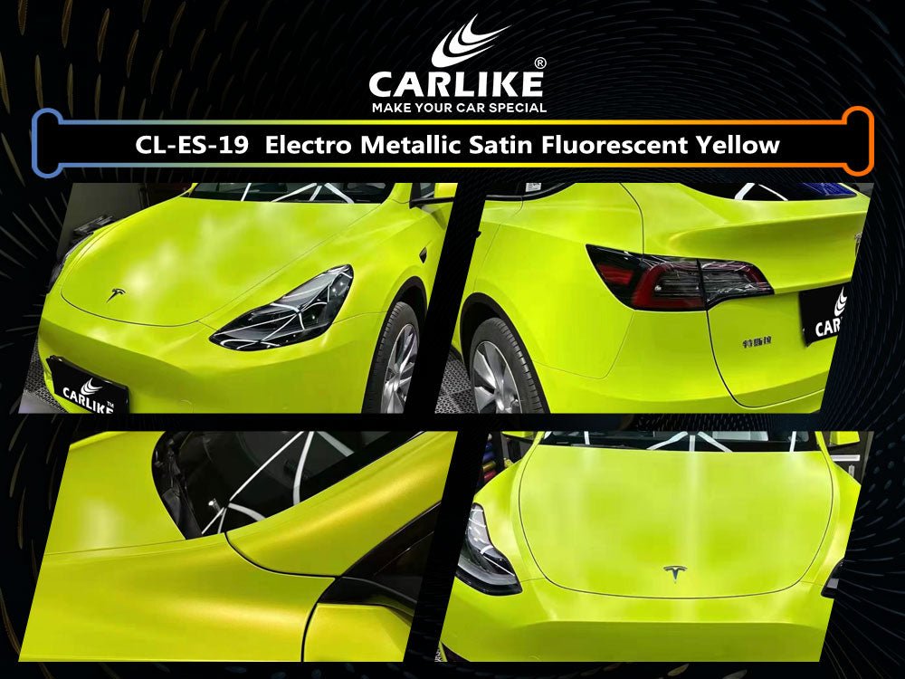 CARLIKE CL-ES-19 Electro Metallic Satin Fluorescent Yellow Vinyl - CARLIKE WRAP
