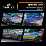 CARLIKE CL-IL-01P Iridescence Laser Diamond Splendid Grey Vinyl PET Liner - CARLIKE WRAP