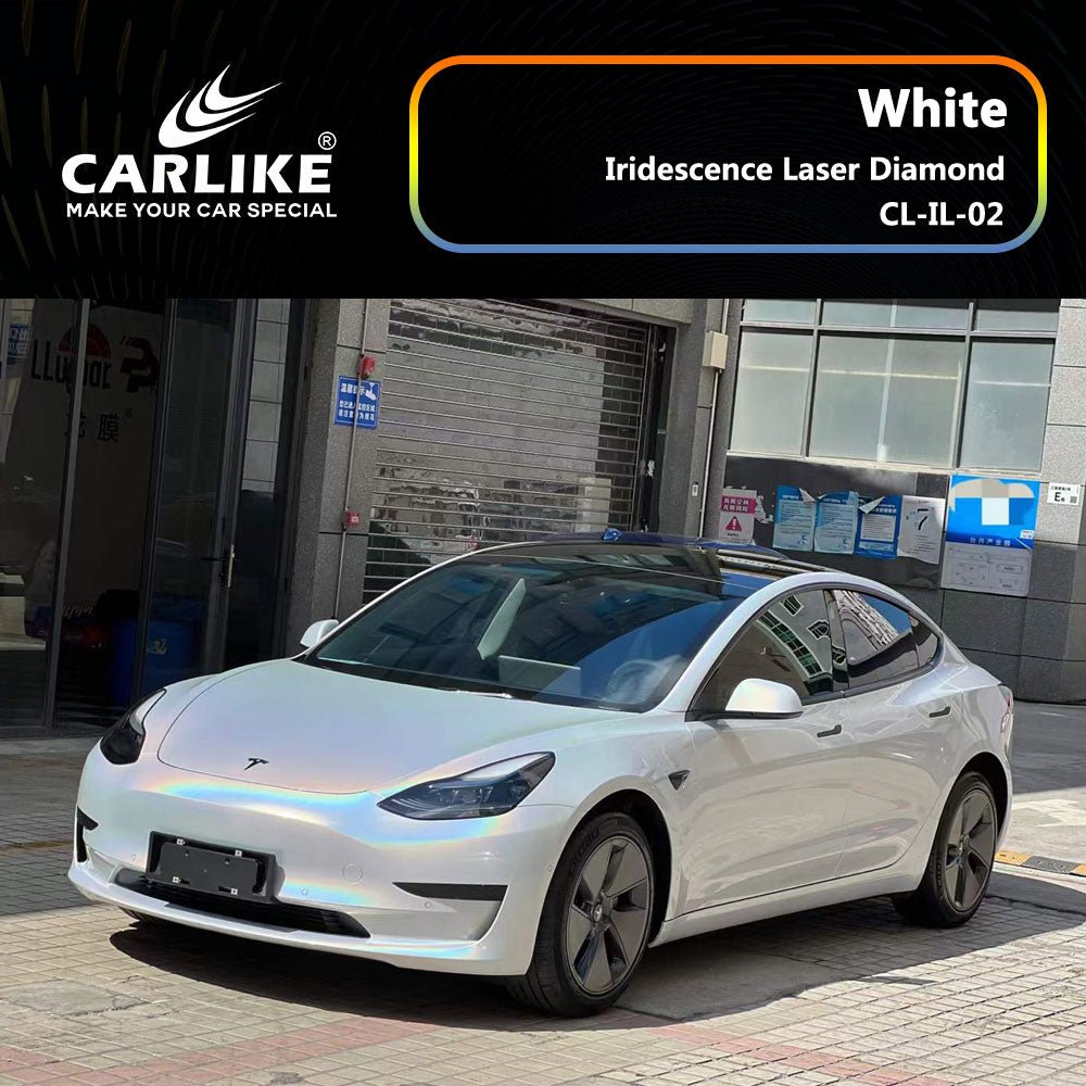 CARLIKE CL-IL-02 Iridescence Laser Diamond White Vinyl - CARLIKE WRAP