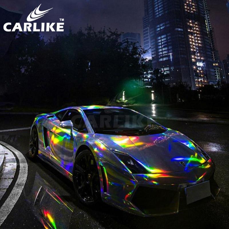 CARLIKE CL-LS-02 Chrome Laser Neo Holographic Silver Vinyl - CARLIKE WRAP