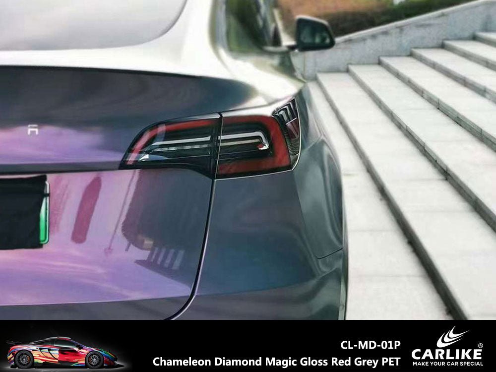 CARLIKE CL-MD-01 Chameleon Diamond Magic Gloss Red Grey Vinyl - CARLIKE WRAP