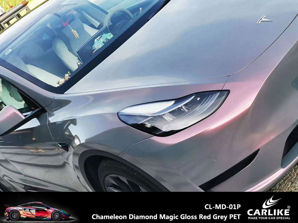 CARLIKE CL-MD-01 Chameleon Diamond Magic Gloss Red Grey Vinyl - CARLIKE WRAP
