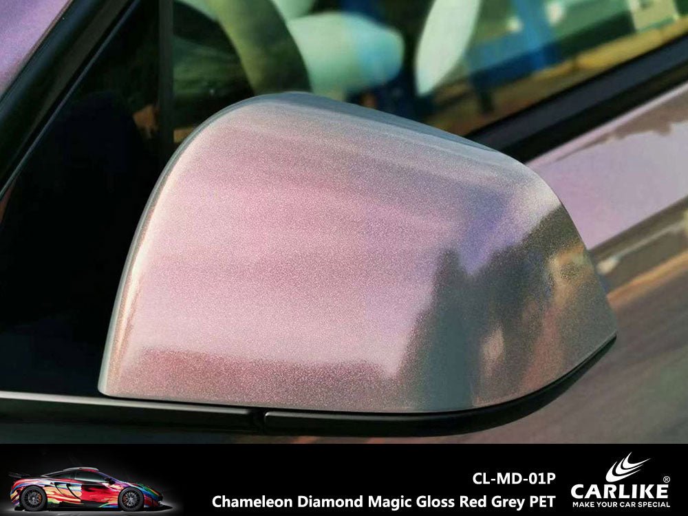 CARLIKE CL-MD-01P Chameleon Diamond Magic Gloss Red Grey Vinyl PET Liner - CARLIKE WRAP