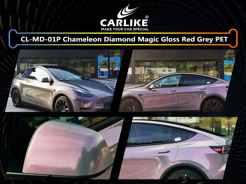 CARLIKE CL-MD-01P Chameleon Diamond Magic Gloss Red Grey Vinyl PET Liner - CARLIKE WRAP