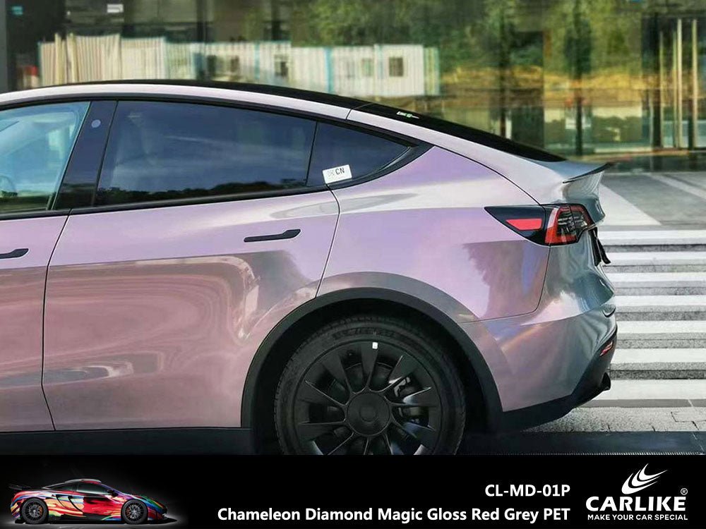 CARLIKE CL-MD-01P Chameleon Diamond Magic Gloss Red Grey Vinyl PET Liner - CARLIKE WRAP
