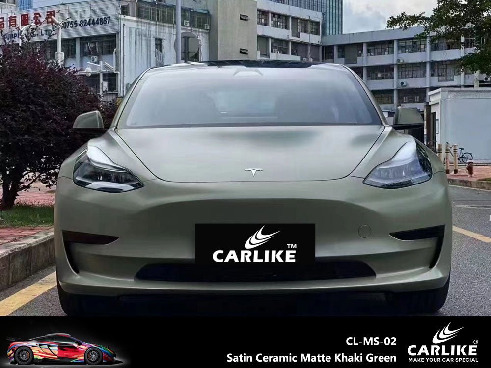 CARLIKE CL-MS-02 Satin Ceramic Matte Khaki Green Vinyl - CARLIKE WRAP