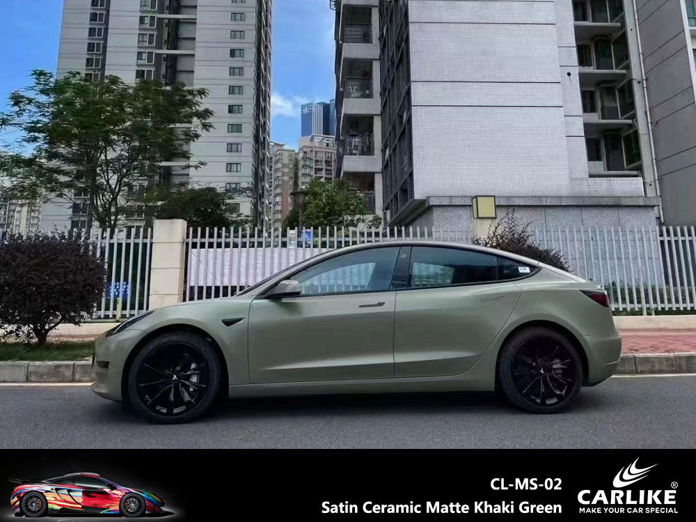 CARLIKE CL-MS-02 Satin Ceramic Matte Khaki Green Vinyl - CARLIKE WRAP
