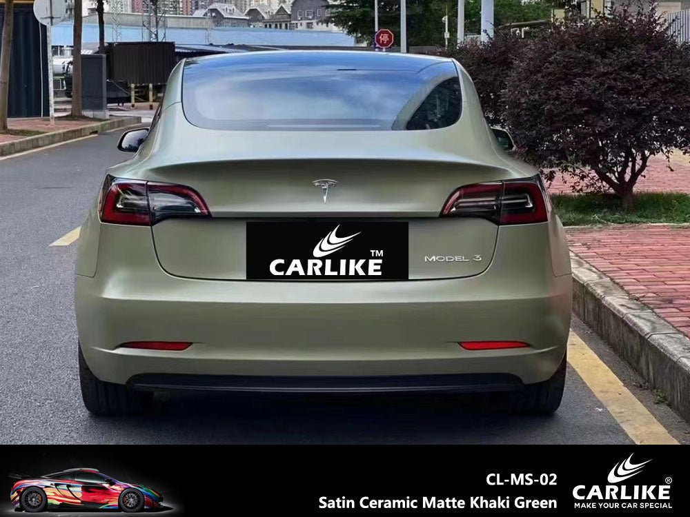 CARLIKE CL-MS-02 Satin Ceramic Matte Khaki Green Vinyl - CARLIKE WRAP