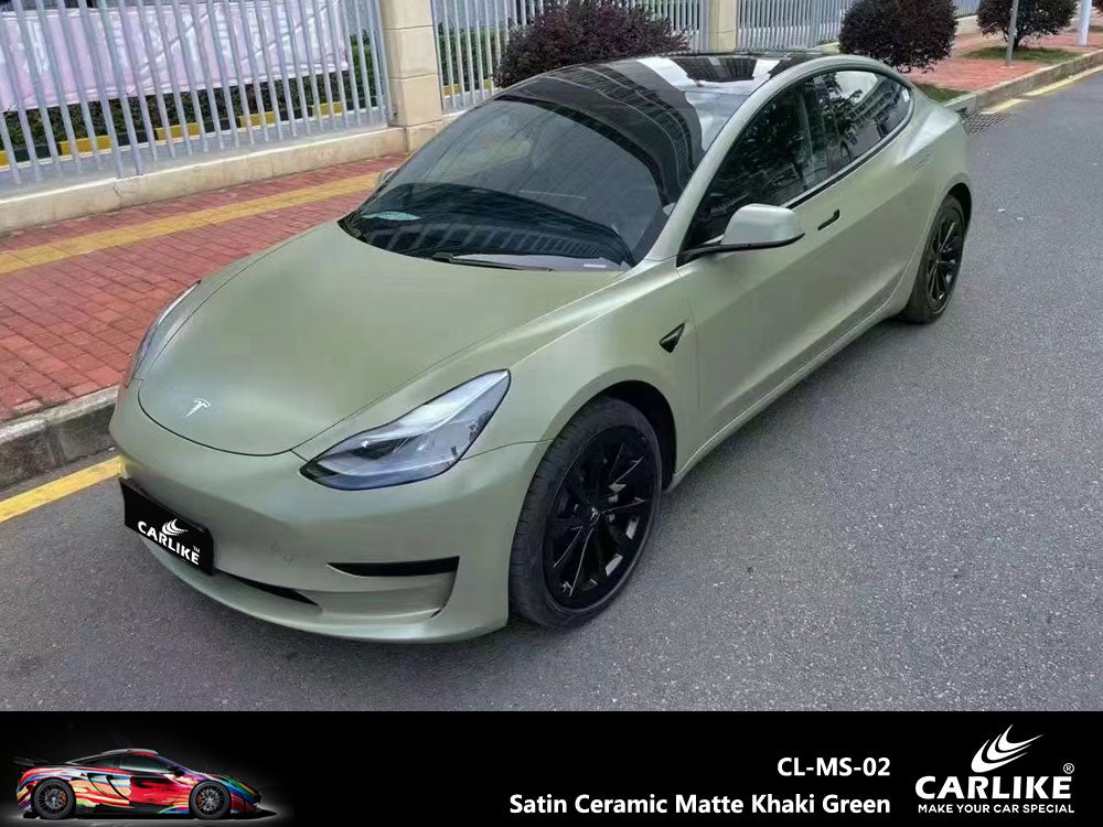 CARLIKE CL-MS-02 Satin Ceramic Matte Khaki Green Vinyl - CARLIKE WRAP