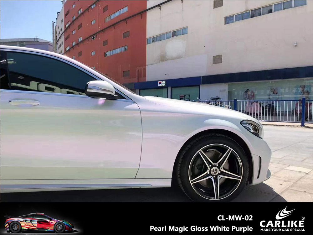 CARLIKE CL-MW-02 Pearl Magic Gloss White Purple Vinyl - CARLIKE WRAP