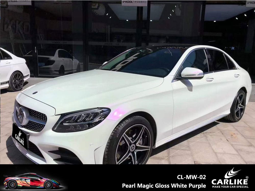 CARLIKE CL-MW-02 Pearl Magic Gloss White Purple Vinyl - CARLIKE WRAP