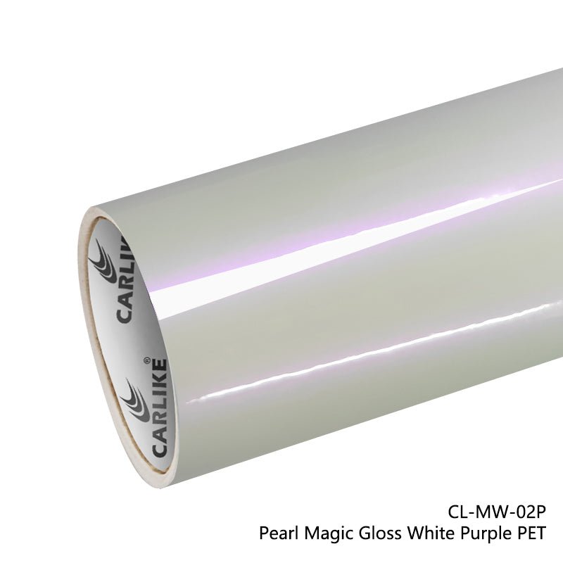 CARLIKE CL-MW-02P Pearl Magic Gloss White Purple Vinyl PET Liner - CARLIKE WRAP