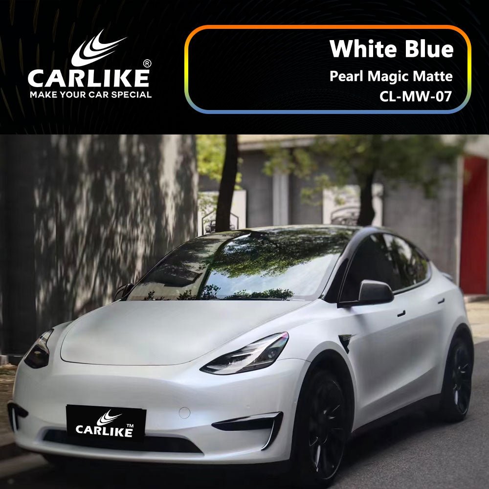 CARLIKE CL-MW-07 Pearl Magic Matte White Blue Vinyl - CARLIKE WRAP