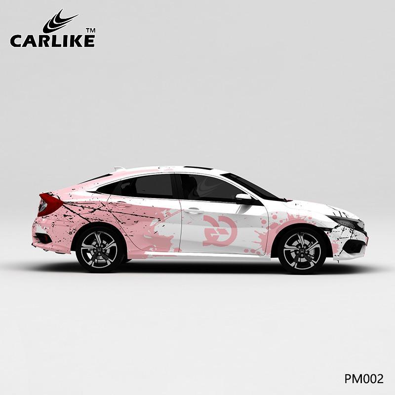 CARLIKE CL-PM002 White and Pink Splash-ink High-precision Printing Customized Car Vinyl Wrap - CARLIKE WRAP