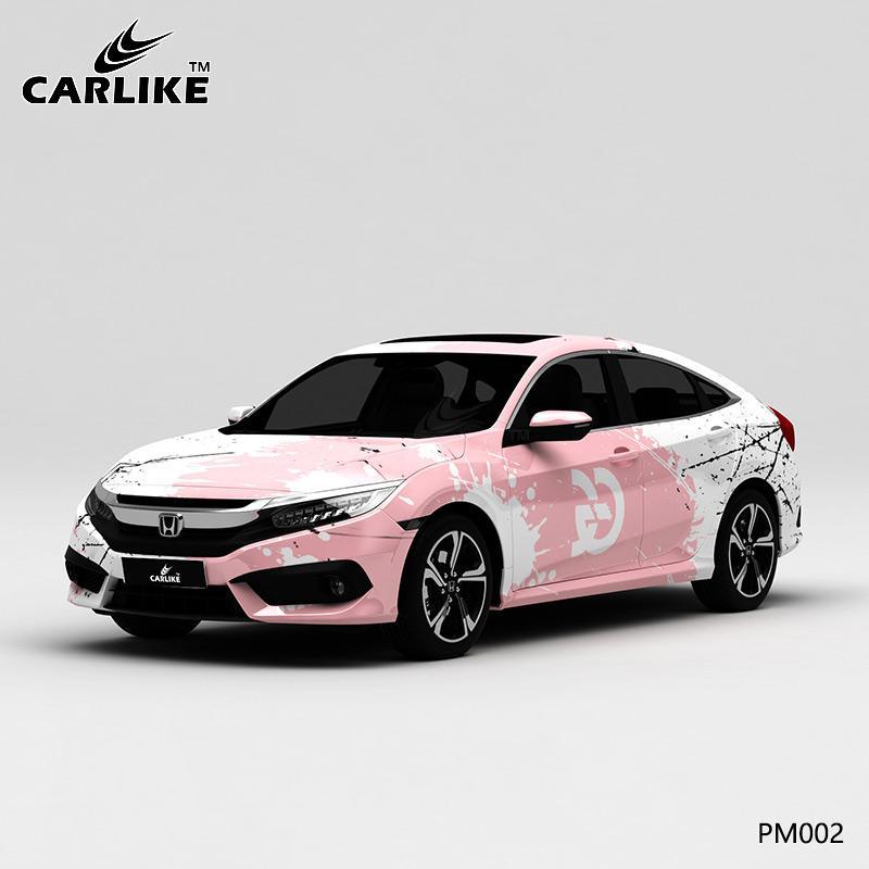 CARLIKE CL-PM002 White and Pink Splash-ink High-precision Printing Customized Car Vinyl Wrap - CARLIKE WRAP