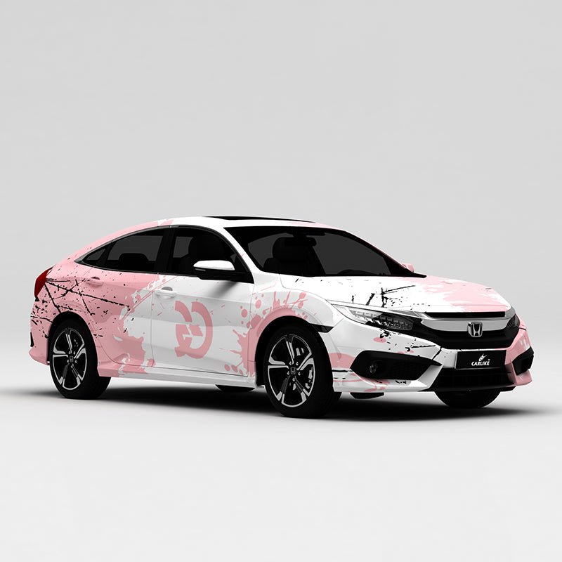 CARLIKE CL-PM002 White and Pink Splash-ink High-precision Printing Customized Car Vinyl Wrap - CARLIKE WRAP