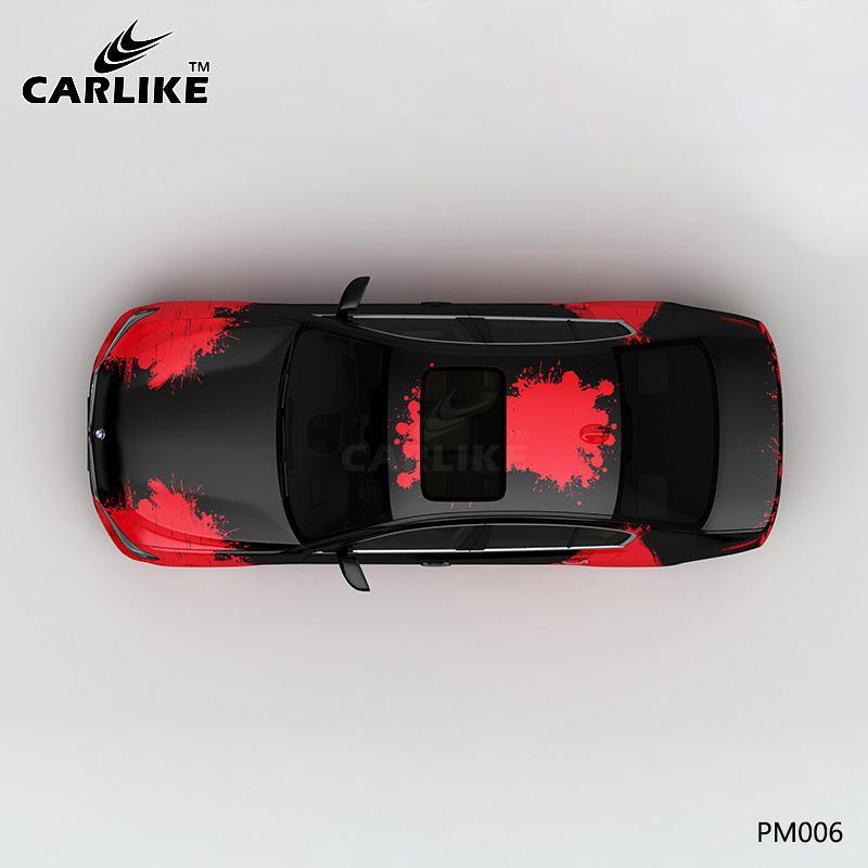 CARLIKE CL-PM006 Black and Red Splash-ink High-precision Printing Customized Car Vinyl Wrap - CARLIKE WRAP