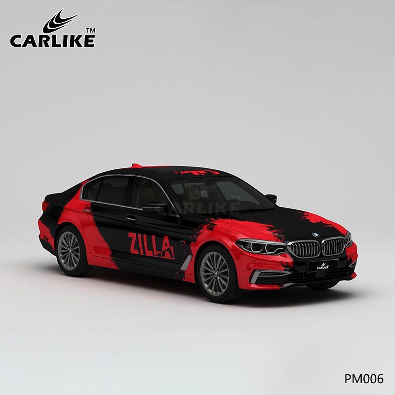 CARLIKE CL-PM006 Black and Red Splash-ink High-precision Printing Customized Car Vinyl Wrap - CARLIKE WRAP
