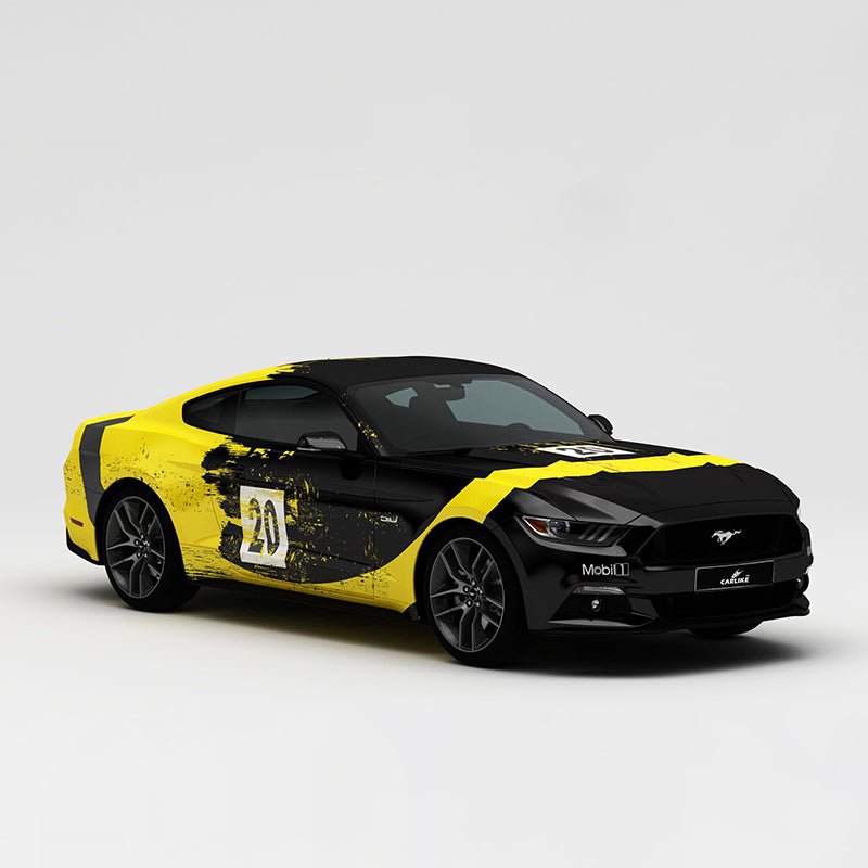 CARLIKE CL-PM008 Black and Yellow Splash-ink High-precision Printing Customized Car Vinyl Wrap - CARLIKE WRAP