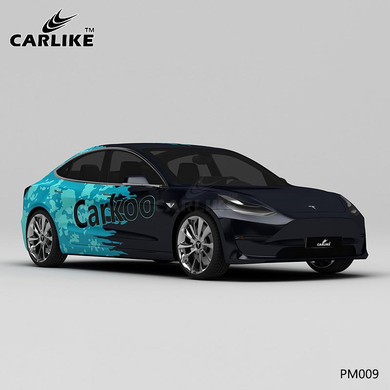 CARLIKE CL-PM009 Black and Blue Splash-ink High-precision Printing Customized Car Vinyl Wrap - CARLIKE WRAP