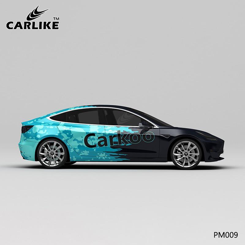 CARLIKE CL-PM009 Black and Blue Splash-ink High-precision Printing Customized Car Vinyl Wrap - CARLIKE WRAP
