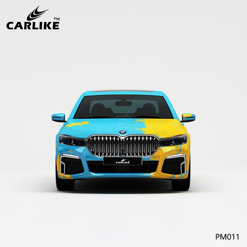 CARLIKE CL-PM011 Yellow and Blue Splash-ink High-precision Printing Customized Car Vinyl Wrap - CARLIKE WRAP