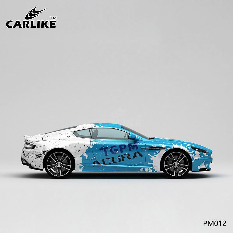 CARLIKE CL-PM012 Blue and White Splash-ink High-precision Printing Customized Car Vinyl Wrap - CARLIKE WRAP