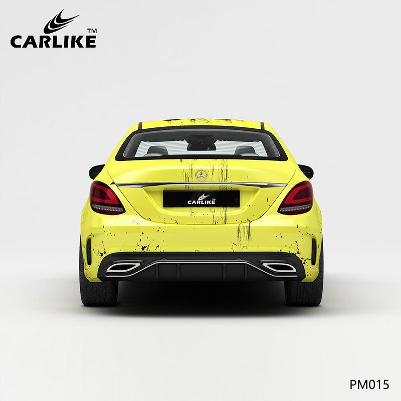 CARLIKE CL-PM015 Black and Yellow Distressed Splash-ink High-precision Printing Customized Car Vinyl Wrap - CARLIKE WRAP