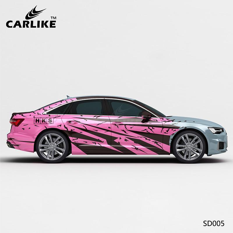 CARLIKE CL-SD005 Pattern Pink Blue Floral High-precision Printing Customized Car Vinyl Wrap - CARLIKE WRAP
