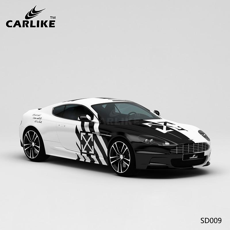 CARLIKE CL-SD009 Pattern Black and White Camouflage High-precision Printing Customized Car Vinyl Wrap - CARLIKE WRAP