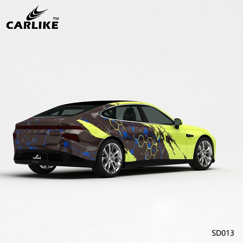 CARLIKE CL-SD013 Pattern Green and Gray Grid Splash-ink High-precision Printing Customized Car Vinyl Wrap - CARLIKE WRAP
