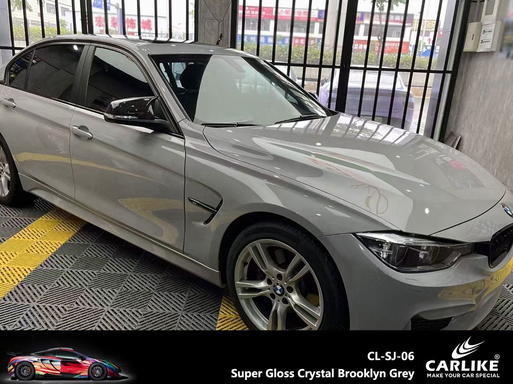 CARLIKE CL-SJ-06P Super Gloss Crystal Brooklyn Grey Vinyl PET Liner - CARLIKE WRAP