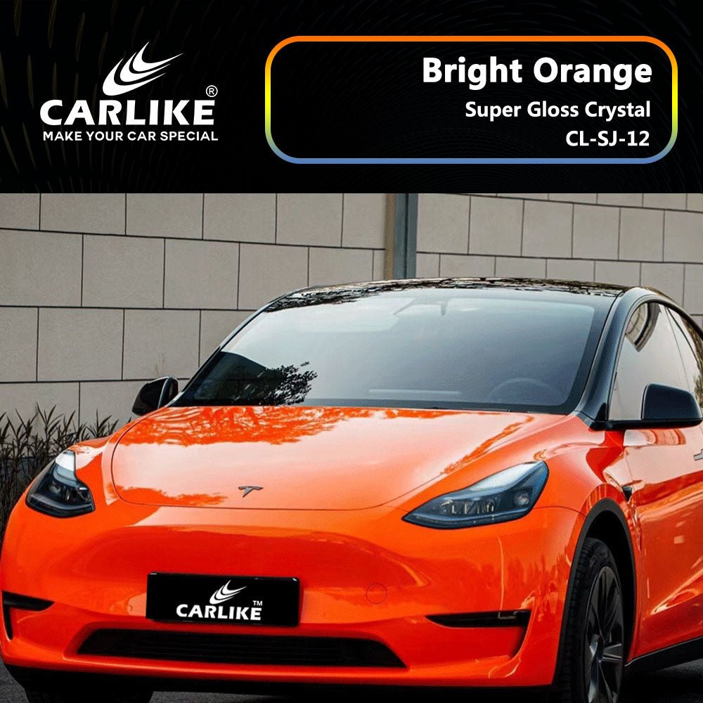 CARLIKE CL-SJ-12 Super Gloss Crystal Bright Orange Vinyl - CARLIKE WRAP