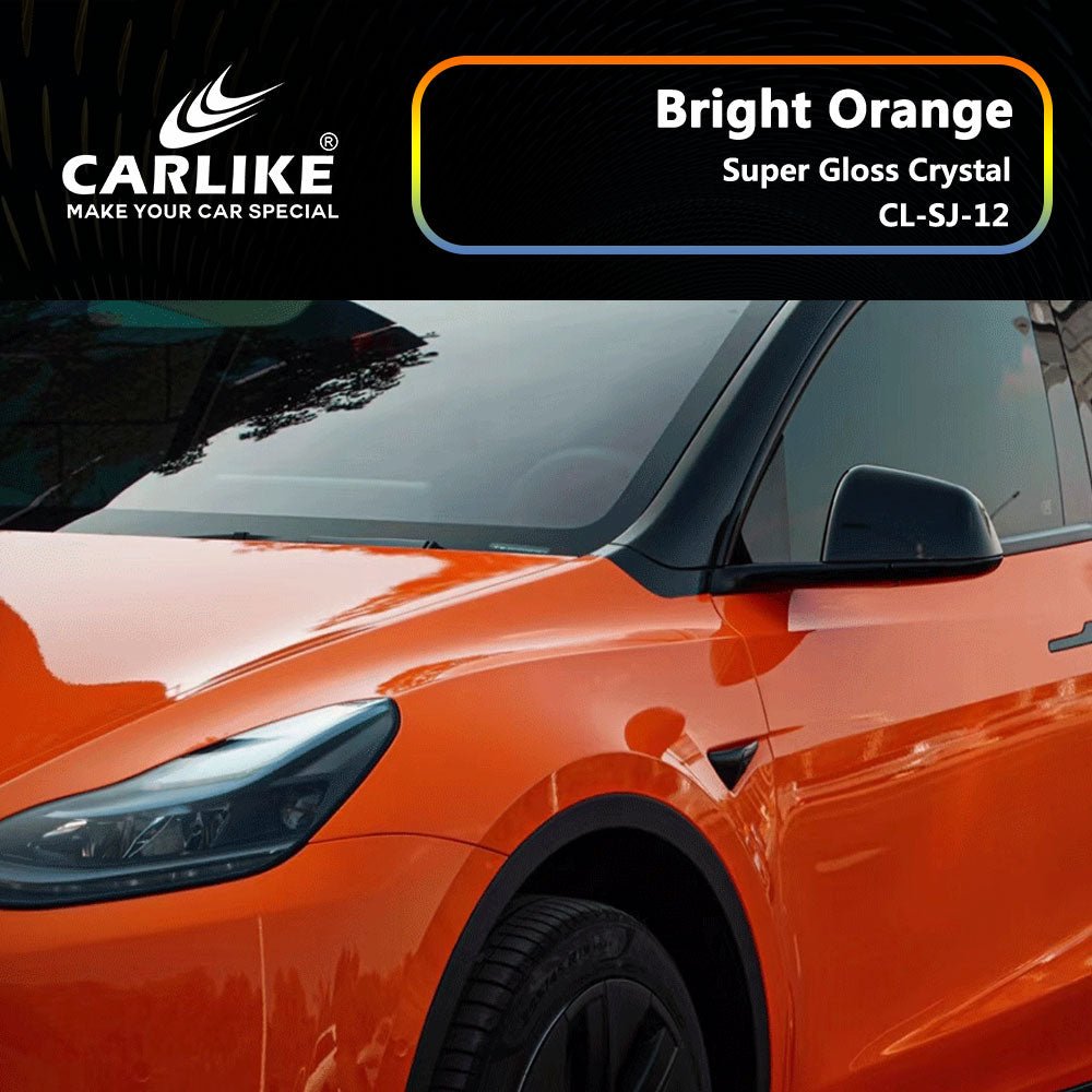 CARLIKE CL-SJ-12P Super Gloss Crystal Bright Orange Vinyl PET Liner - CARLIKE WRAP