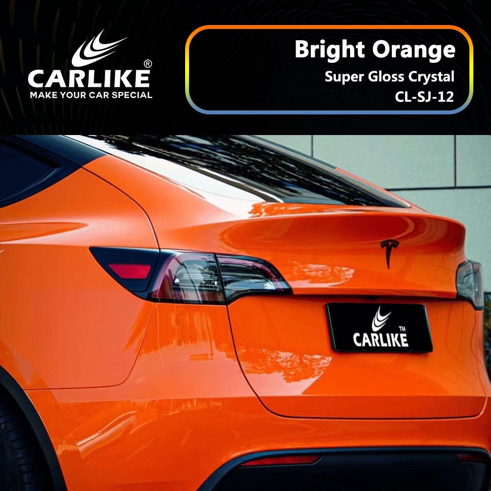 CARLIKE CL-SJ-12P Super Gloss Crystal Bright Orange Vinyl PET Liner - CARLIKE WRAP