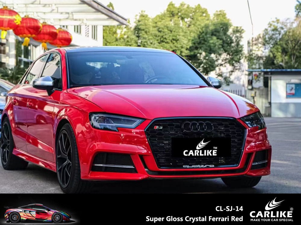 CARLIKE CL-SJ-14P Super Gloss Crystal Ferrari Red Vinyl PET Liner - CARLIKE WRAP