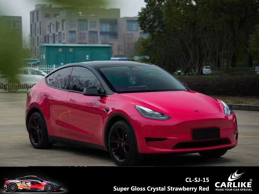 CARLIKE CL-SJ-15 Super Gloss Crystal Strawberry Red Vinyl - CARLIKE WRAP