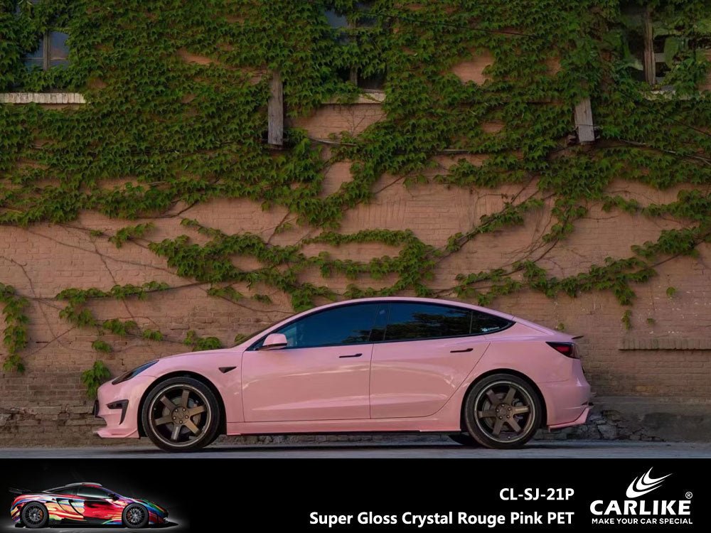 CARLIKE CL-SJ-21P Super Gloss Crystal Rouge Pink Vinyl PET Liner - CARLIKE WRAP