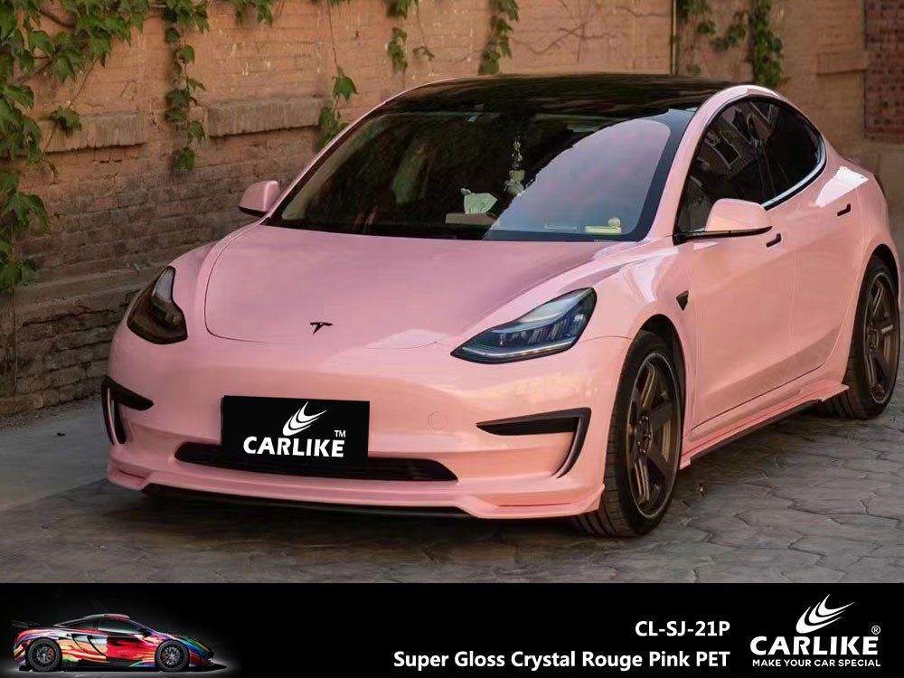 CARLIKE CL-SJ-21P Super Gloss Crystal Rouge Pink Vinyl PET Liner - CARLIKE WRAP