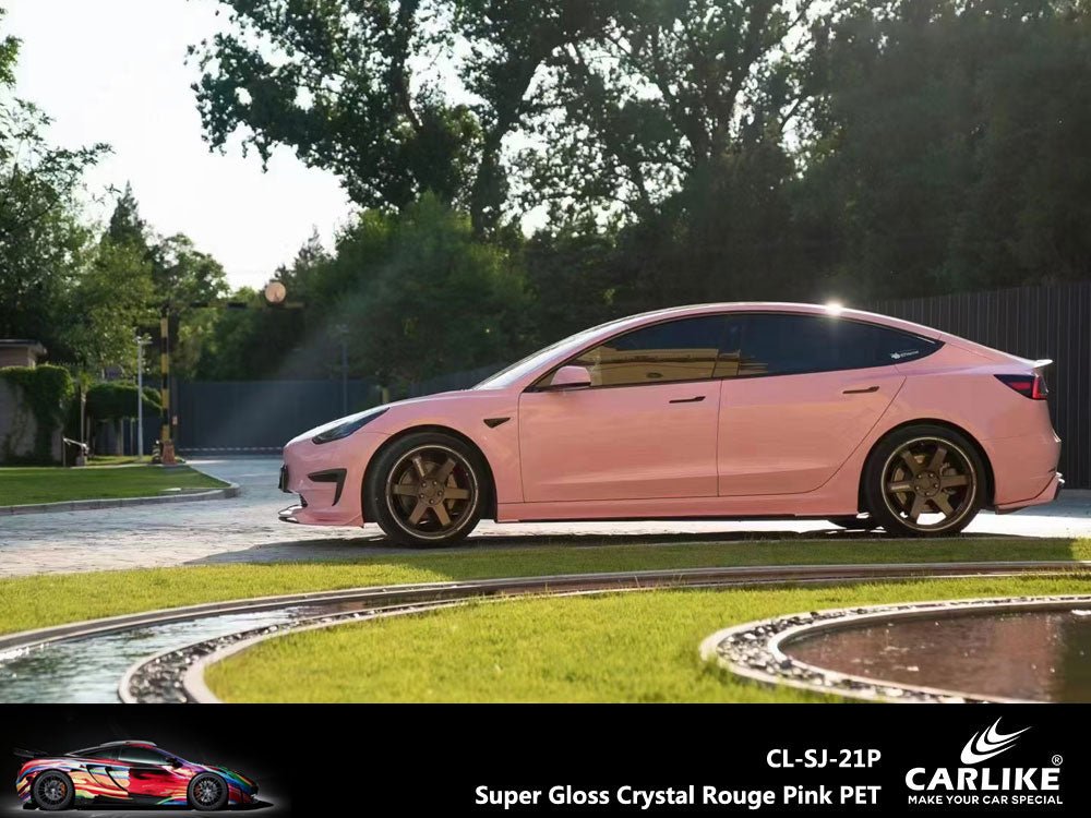 CARLIKE CL-SJ-21P Super Gloss Crystal Rouge Pink Vinyl PET Liner - CARLIKE WRAP