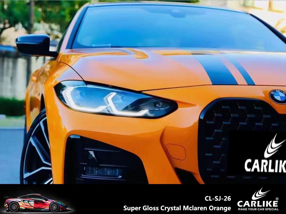 CARLIKE CL-SJ-26 Super Gloss Crystal Mclaren Orange Vinyl - CARLIKE WRAP