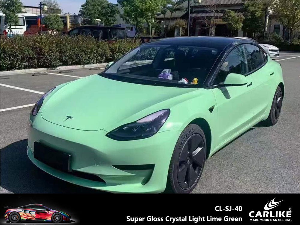 CARLIKE CL-SJ-40 Super Gloss Crystal Light Lime Green Vinyl - CARLIKE WRAP