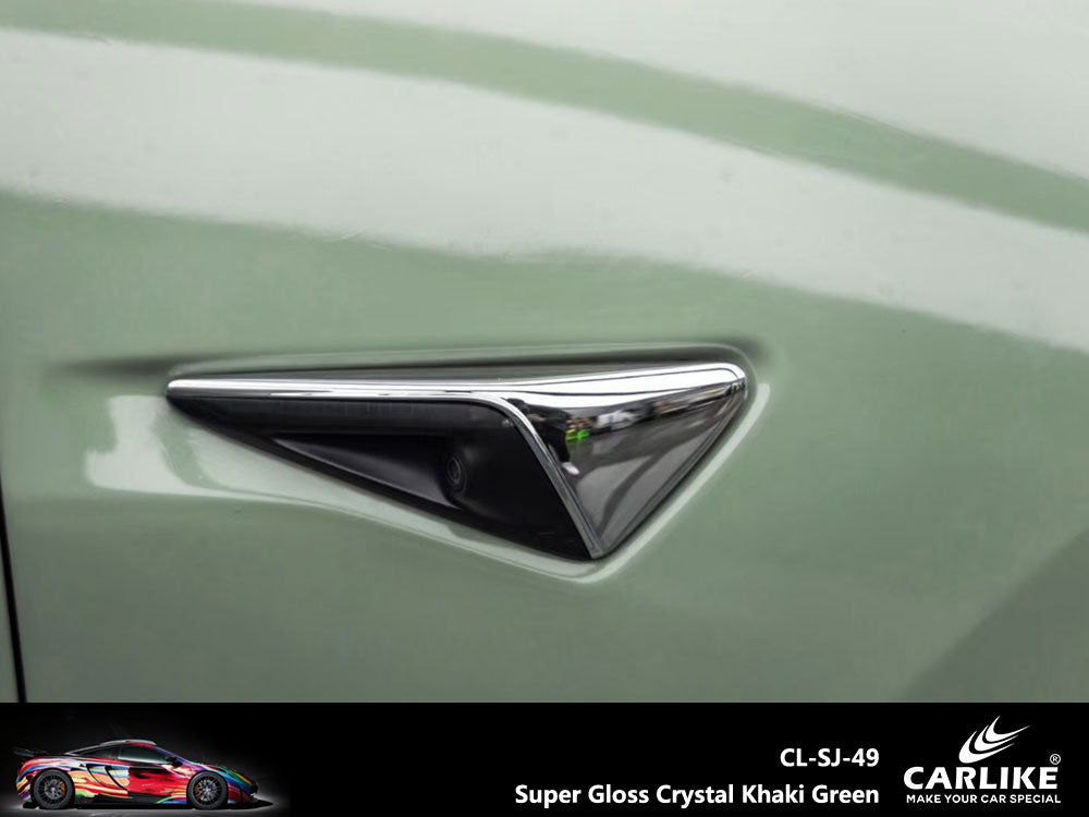 CARLIKE CL-SJ-49 Super Gloss Crystal Khaki Green Vinyl - CARLIKE WRAP