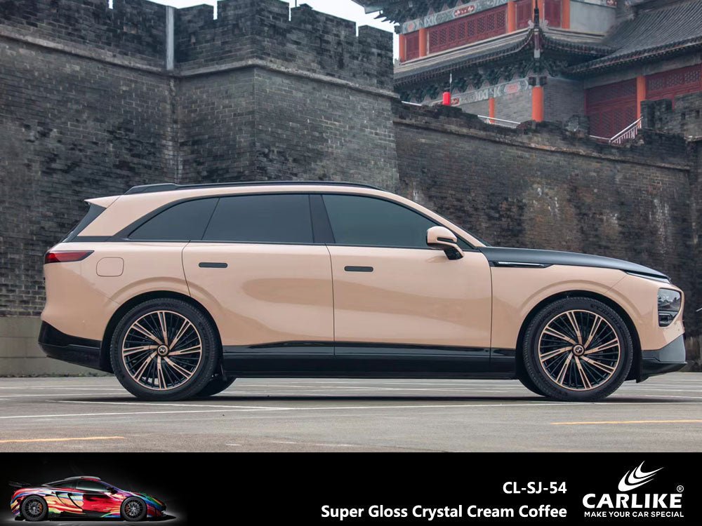 CARLIKE CL-SJ-54P Super Gloss Crystal Cream Coffee Vinyl PET Liner - CARLIKE WRAP