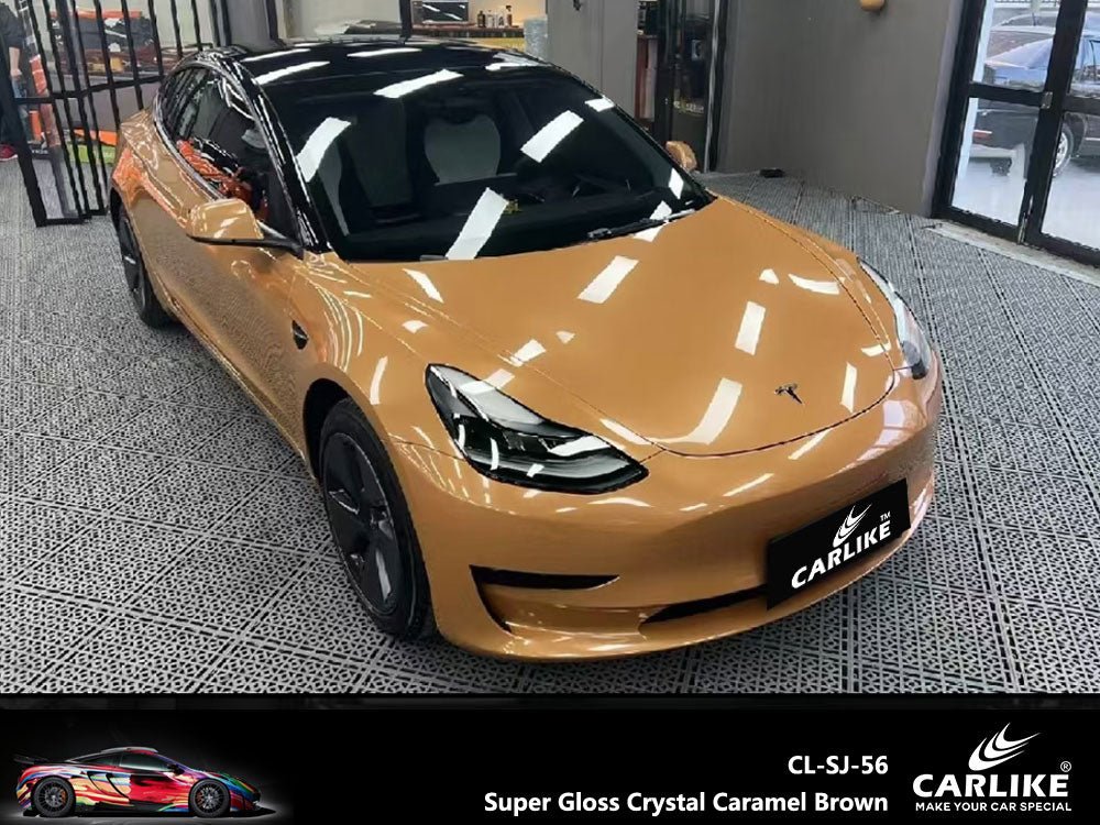 CARLIKE CL-SJ-56 Super Gloss Crystal Caramel Brown Vinyl - CARLIKE WRAP