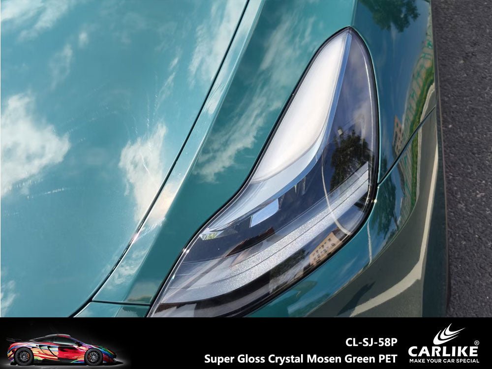 CARLIKE CL-SJ-58P Super Gloss Crystal Mosen Green Vinyl PET Liner - CARLIKE WRAP