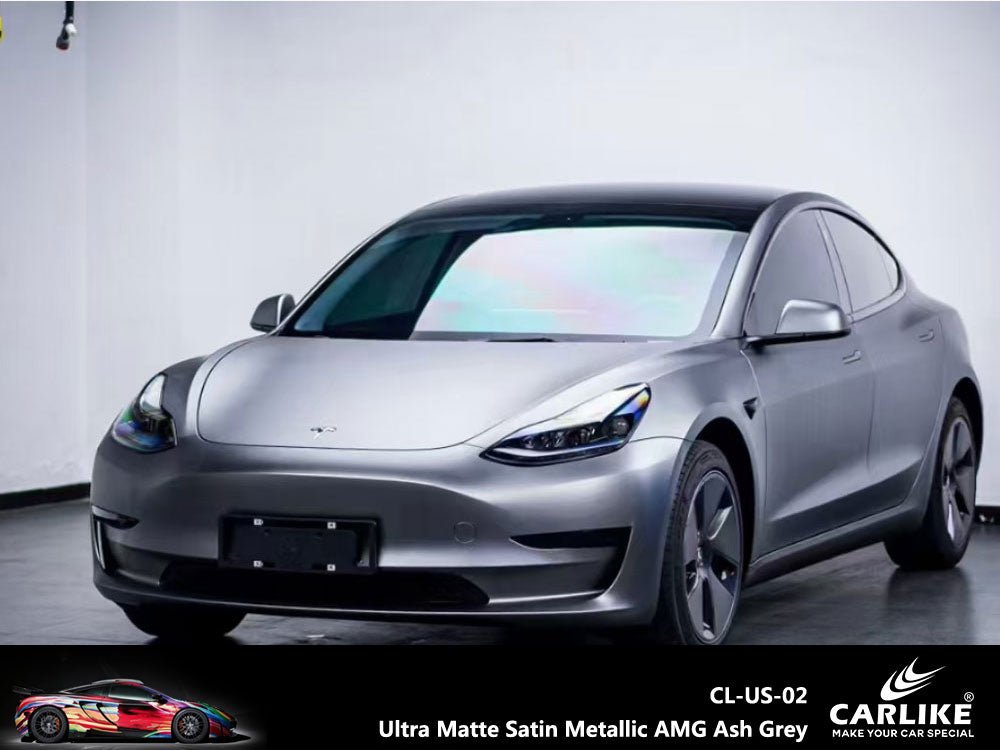 CARLIKE CL-US-02P Ultra Matte Satin Metallic AMG Ash Grey Vinyl PET Liner - CARLIKE WRAP